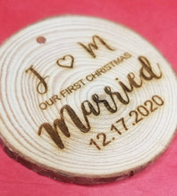 Load image into Gallery viewer, Personalized Our First Christmas Rustic Wood Ornament - Designodeal
