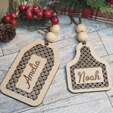 Personalized Rattan Cane Style Name Gift Tag or Stocking Tag - Designodeal