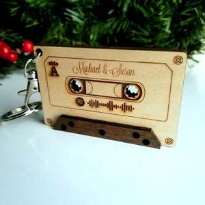 Personalized Spotify Code Music Cassette Keychain - Designodeal