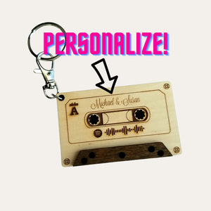 Personalized Spotify Code Music Cassette Keychain - Designodeal