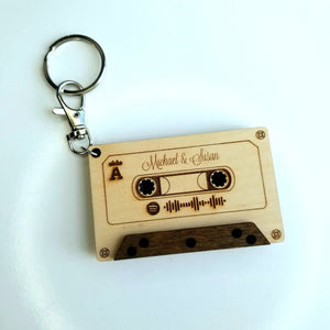 Personalized Spotify Code Music Cassette Keychain - Designodeal