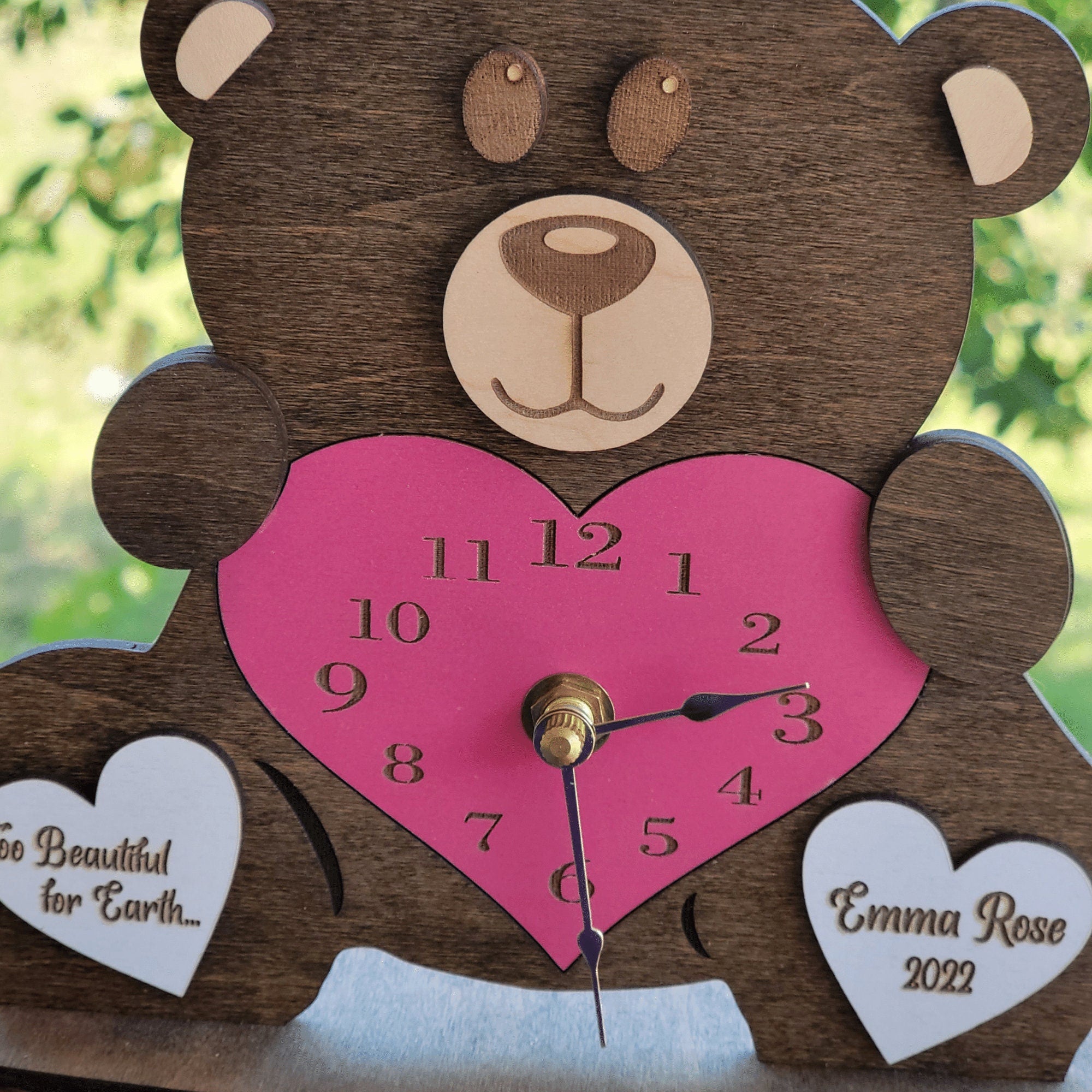 Personalized Teddy Bear Memorial Clock for Loss of Child - Designodeal