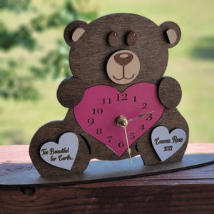 Personalized Teddy Bear Memorial Clock for Loss of Child - Designodeal