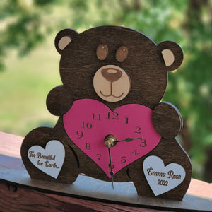 Personalized Teddy Bear Memorial Clock for Loss of Child - Designodeal