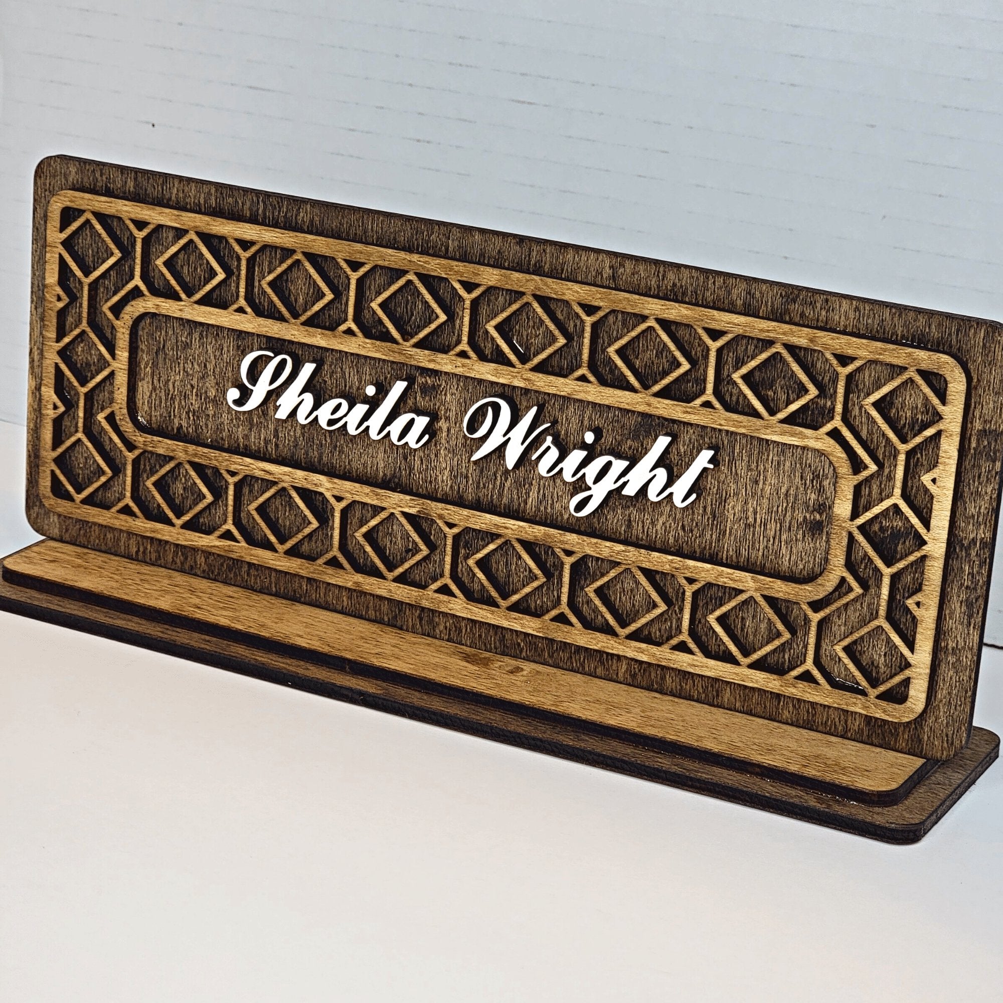Personalized Wood Desk Name Plate Stand - Designodeal