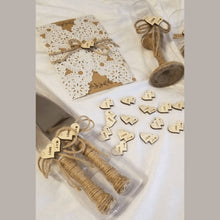 Load image into Gallery viewer, Personalized Wooden Double Heart Wedding Table Confetti &amp; Decor - Designodeal
