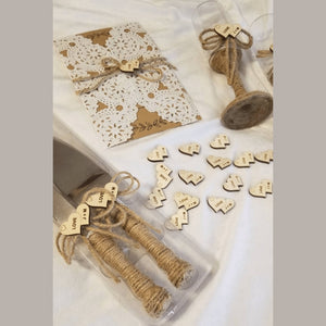 Personalized Wooden Double Heart Wedding Table Confetti & Decor - Designodeal