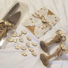 Load image into Gallery viewer, Personalized Wooden Double Heart Wedding Table Confetti &amp; Decor - Designodeal
