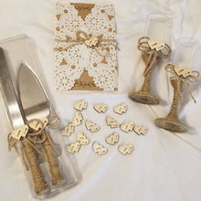 Load image into Gallery viewer, Personalized Wooden Double Heart Wedding Table Confetti &amp; Decor - Designodeal
