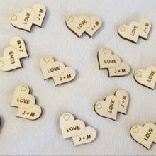 Load image into Gallery viewer, Personalized Wooden Double Heart Wedding Table Confetti &amp; Decor - Designodeal

