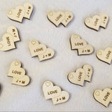 Personalized Wooden Double Heart Wedding Table Confetti & Decor - Designodeal