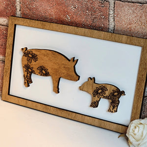 Pig Mommy & Me Sign - Daddy & Me Animal Sign - Designodeal