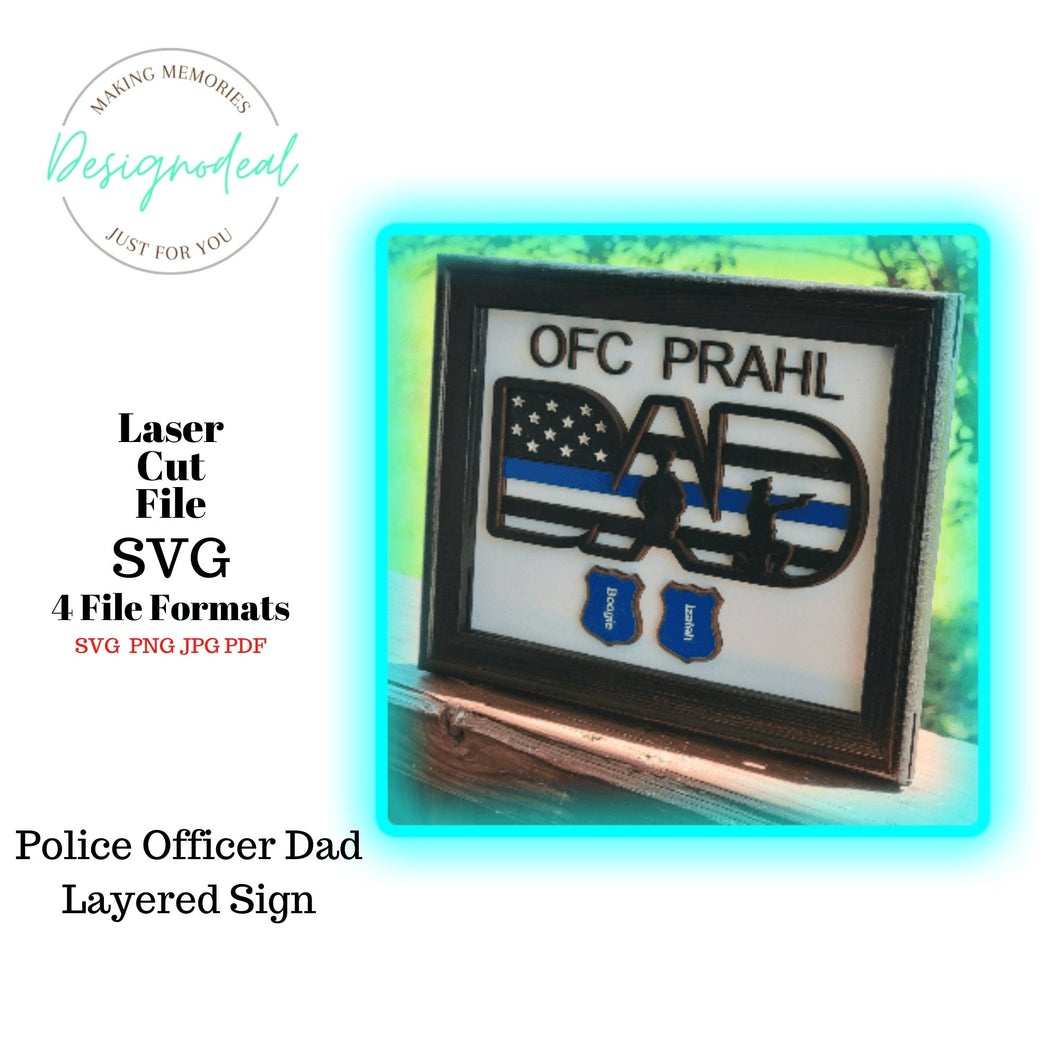 Police Officer Blue Line Dad Sign Digital File Only - Designodeal