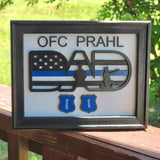 Police Officer Dad Blue Line American Flag Shadow Box Sign - Designodeal