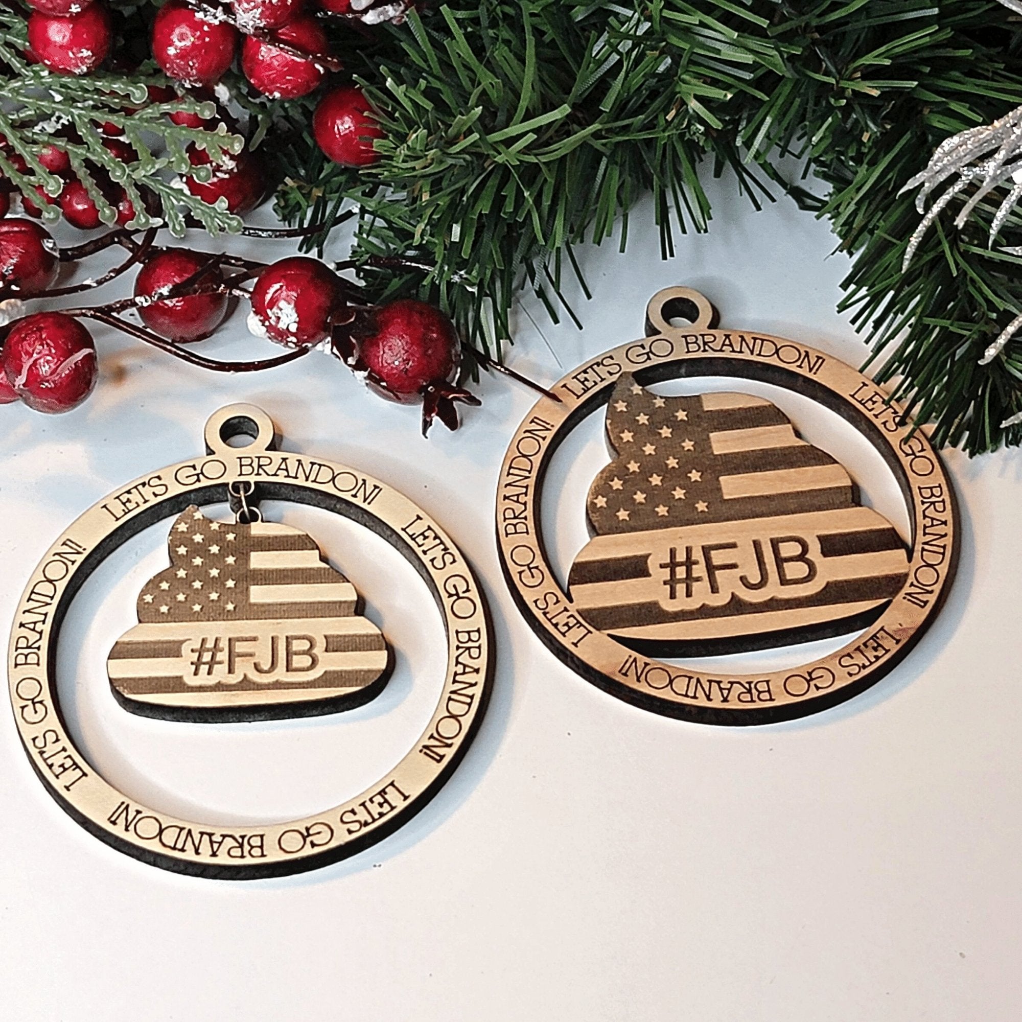 Poopy Pants Biden 2021 Let's Go Brandon #FJB Christmas Ornament - Designodeal