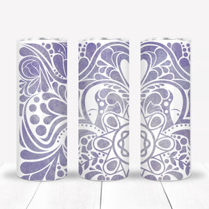 Purple Floral Folkart Sublimation Tumbler Straight Skinny - Designodeal
