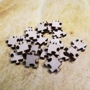 Puzzle Piece 2 Prong Wood Stud Earring Blanks and Wood Confetti - Designodeal