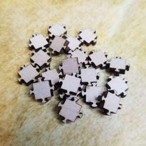 Puzzle Piece 4 Prong Wood Stud Earring Blanks and Wood Confetti - Designodeal