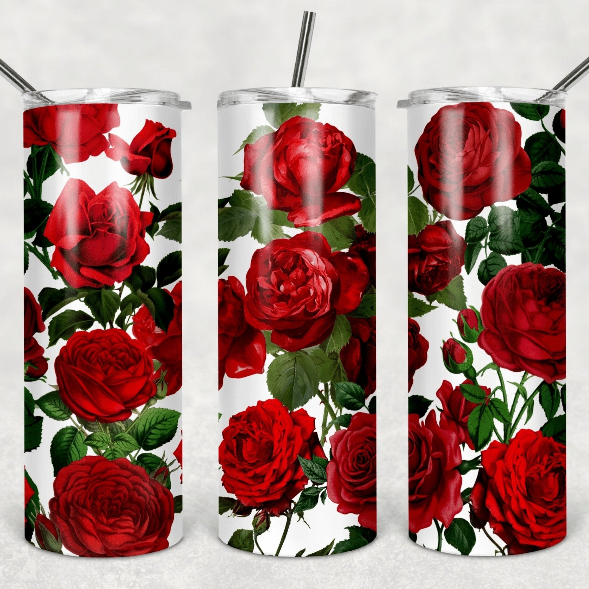 Roses Sublimation Tumbler Straight Skinny - Designodeal
