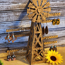 Load image into Gallery viewer, Rustic Farmhouse Windmill Jewelry Display Stand - Designodeal
