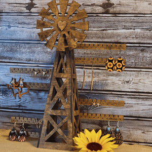 Rustic Farmhouse Windmill Jewelry Display Stand - Designodeal