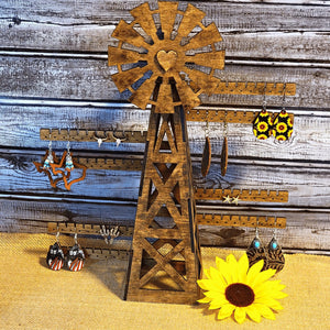 Rustic Farmhouse Windmill Jewelry Display Stand - Designodeal