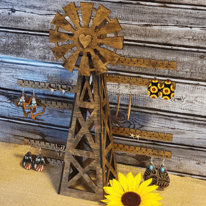 Rustic Farmhouse Windmill Jewelry Display Stand - Designodeal