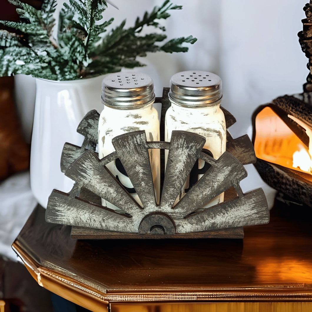 Rustic Windmill Salt & Pepper Shaker Stand - Designodeal