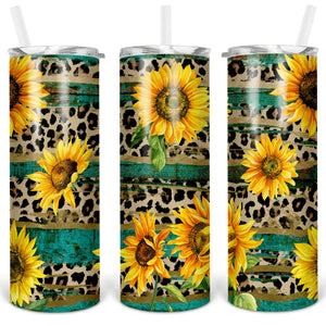 Rustic Wood Sunflowers Sublimation Tumbler Straight Skinny - Designodeal