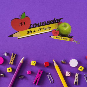 School Counselor Appreciation Gift SVG Digital Download Files ~ Pencil Apple Desk Stand and Keychain - Designodeal