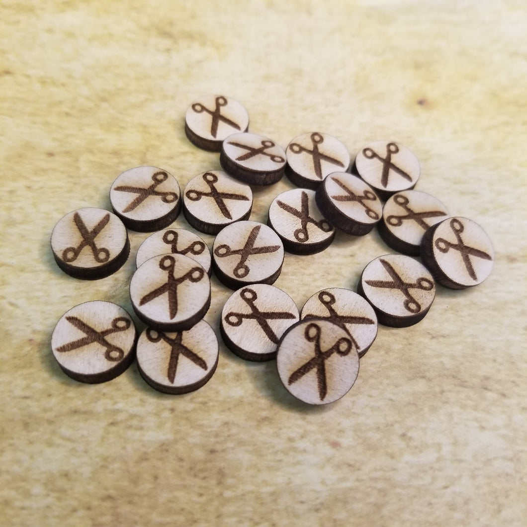 Scissors Round Wood Stud Earring Blanks and Wood Confetti - Designodeal
