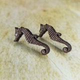 Seahorse Maple Wood Stud Earrings - Designodeal