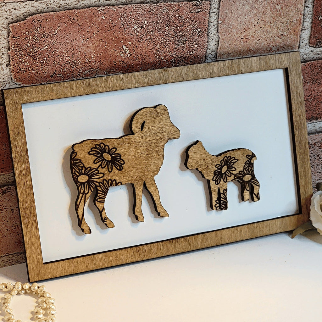 Sheep Mommy & Me Animal Sign - Designodeal