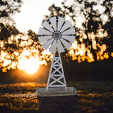 Silver Farmhouse Windmill Decor Stand - Designodeal