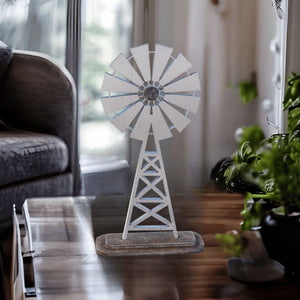 Silver Farmhouse Windmill Decor Stand - Designodeal