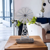 Silver Farmhouse Windmill Decor Stand - Designodeal