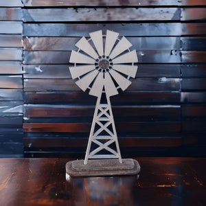 Silver Farmhouse Windmill Decor Stand - Designodeal