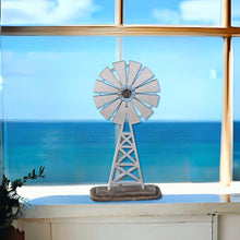 Load image into Gallery viewer, Silver Farmhouse Windmill Decor Stand - Designodeal
