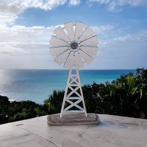 Silver Farmhouse Windmill Decor Stand - Designodeal