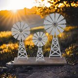 Silver Farmhouse Windmill Decor Stand - Designodeal