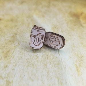 Soda Maple Wood Stud Earrings - Designodeal