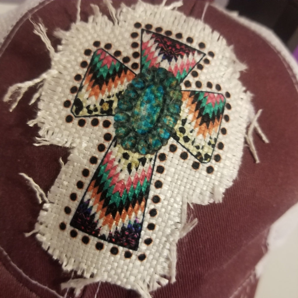 Southwestern Cross Ragged Patch Truckers Hat - Designodeal