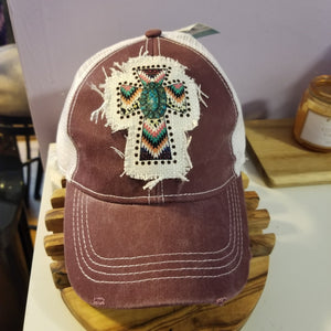Southwestern Cross Ragged Patch Truckers Hat - Designodeal