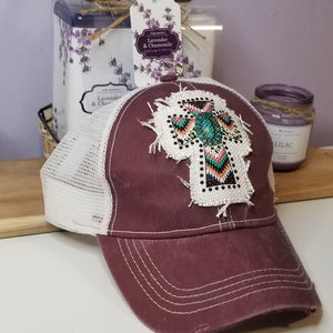 Southwestern Cross Ragged Patch Truckers Hat - Designodeal