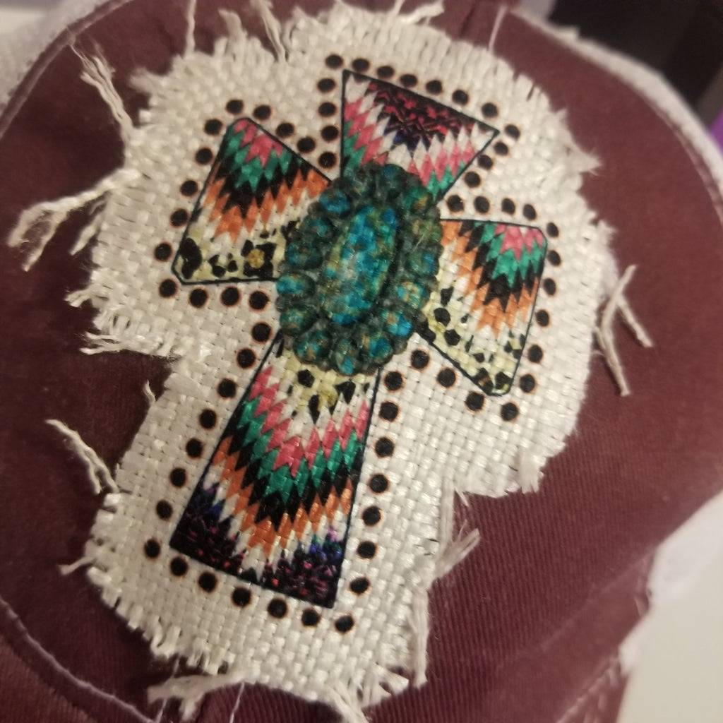 Southwestern Cross Sublimated Raggedy Hat Patches ~ 100% Polyester - Designodeal