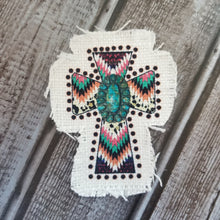Load image into Gallery viewer, Southwestern Cross Sublimated Raggedy Hat Patches ~ 100% Polyester - Designodeal
