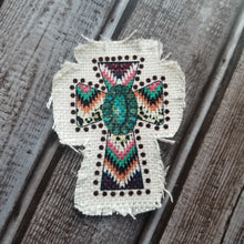 Load image into Gallery viewer, Southwestern Cross Sublimated Raggedy Hat Patches ~ 100% Polyester - Designodeal
