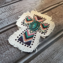 Load image into Gallery viewer, Southwestern Cross Sublimated Raggedy Hat Patches ~ 100% Polyester - Designodeal
