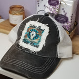Southwestern Wild Soul Pure Heart Cow Skull Sublimated Raggedy Hat Patches ~ 100% Polyester - Designodeal