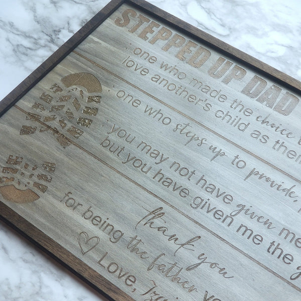 Stepped Up Dad Father's Day Sign ~ Step Dad / Bonus Dad Gift – Designodeal